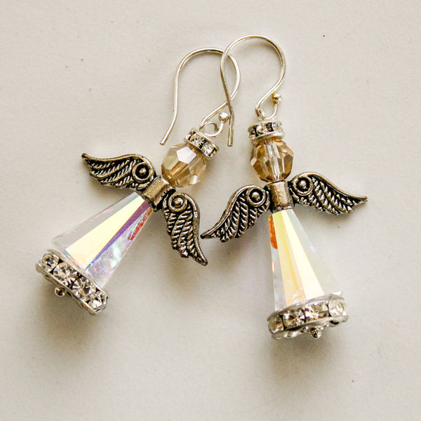 Swarovski Crystal Christmas Angel Earrings