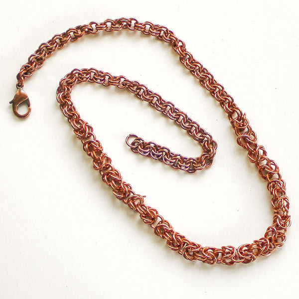 Byzantine Chain Maille Copper Necklace - Adjustable (UNISEX)
