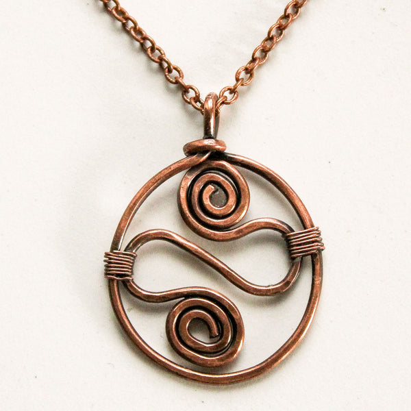 Celtic Copper Pendant Necklace - Gift for Her