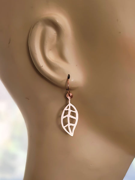 Minimalist Leaf Copper Earrings, Every day Earrings