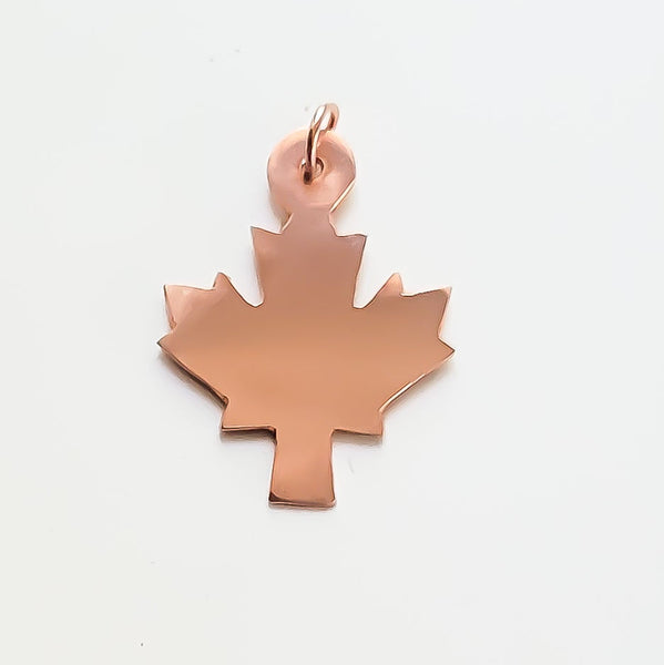 Minimalist Maple Leaf Copper Pendant Necklace, Canadian Symbol, Matching Earrings