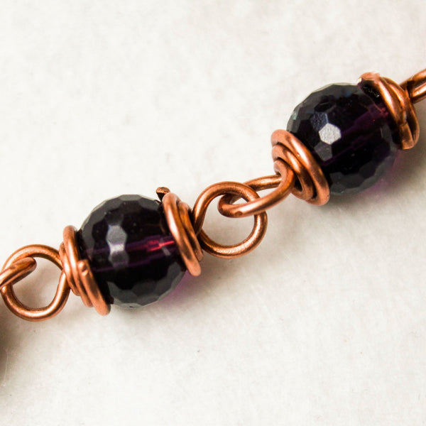 Amethyst Copper Bracelet - Adjustable, Personalized
