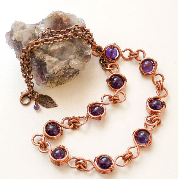 Amethyst Copepr Chain Necklace