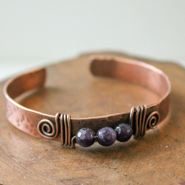 Amethyst Copper Cuff Bracelet