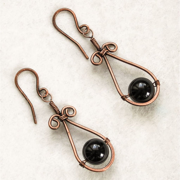 Black Onyx Copper Earrings 