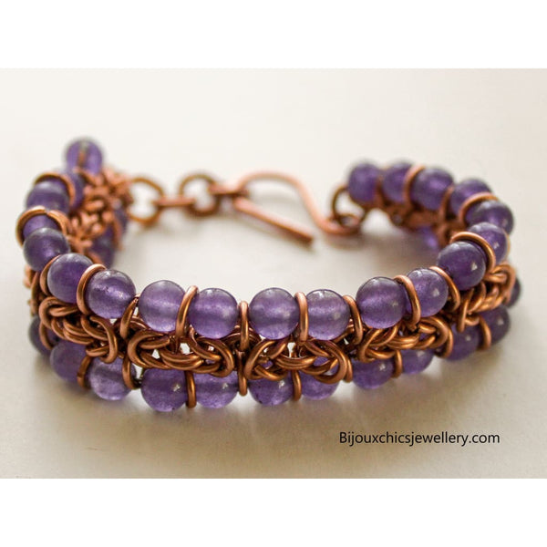 Byzantine Amethyst Copper Bracelet