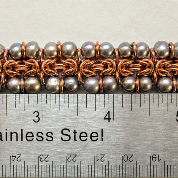 Byzantine Pearl Copper Bracelet