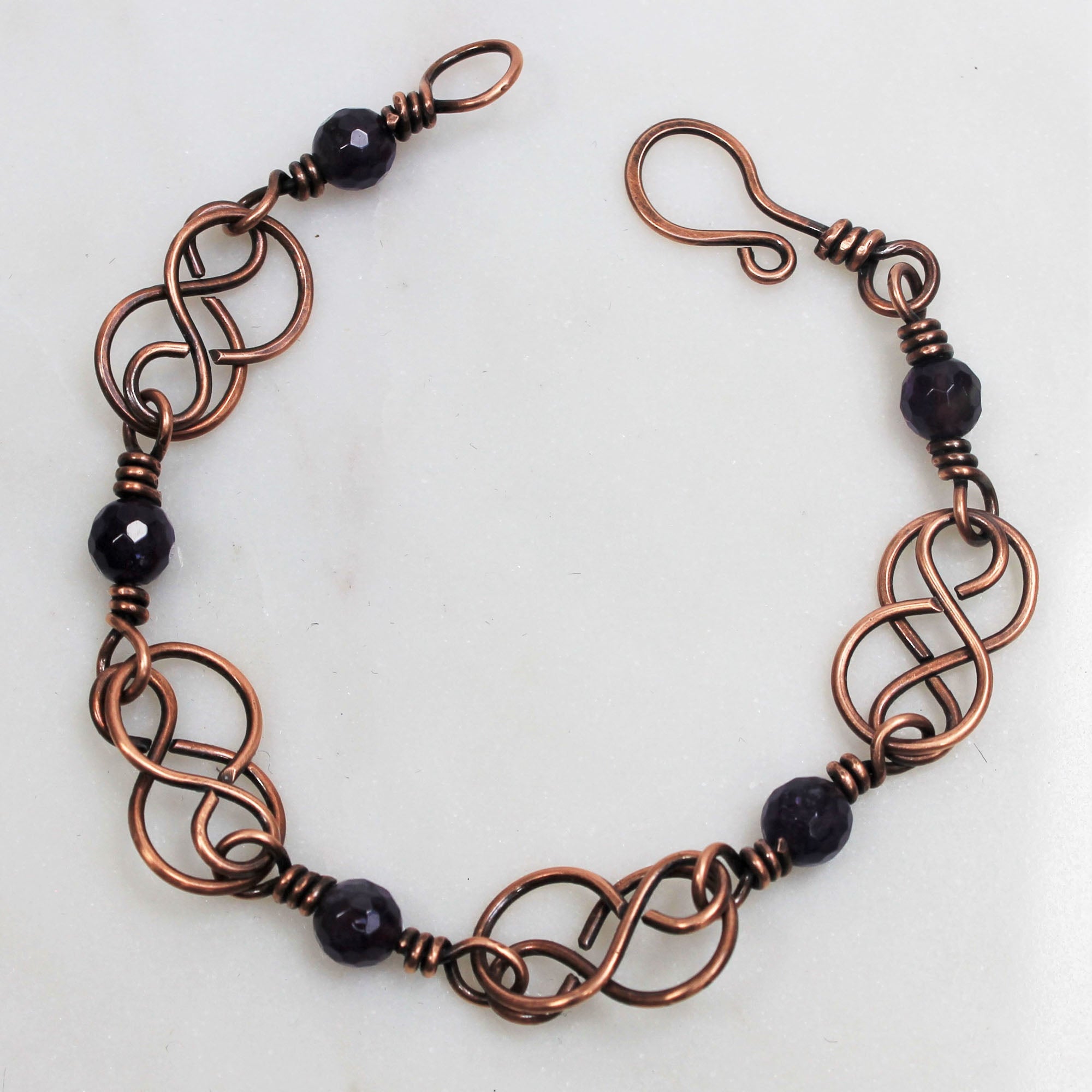 Celtic Amethyst Copper Bracelet