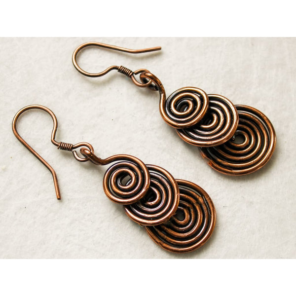 Celtic Copper Spiral Earrings - Matching Necklace Gift for 