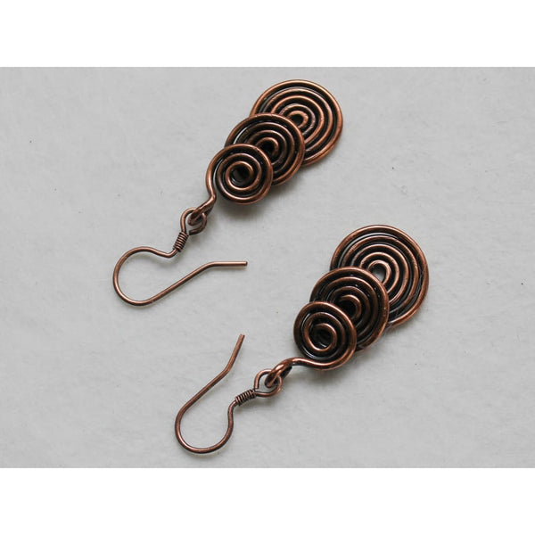 Celtic Copper Spiral Earrings - Matching Necklace Gift for 
