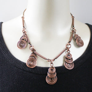 Celtic Copper Spiral Statement Necklace
