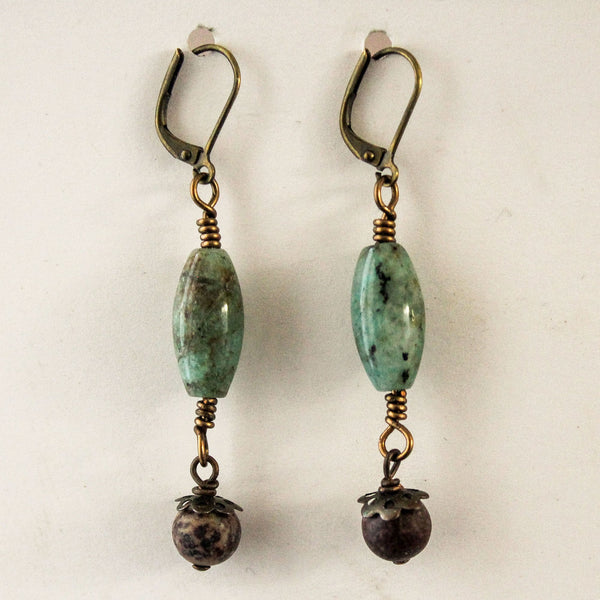 Chrysocolla Antique Brass Earrings