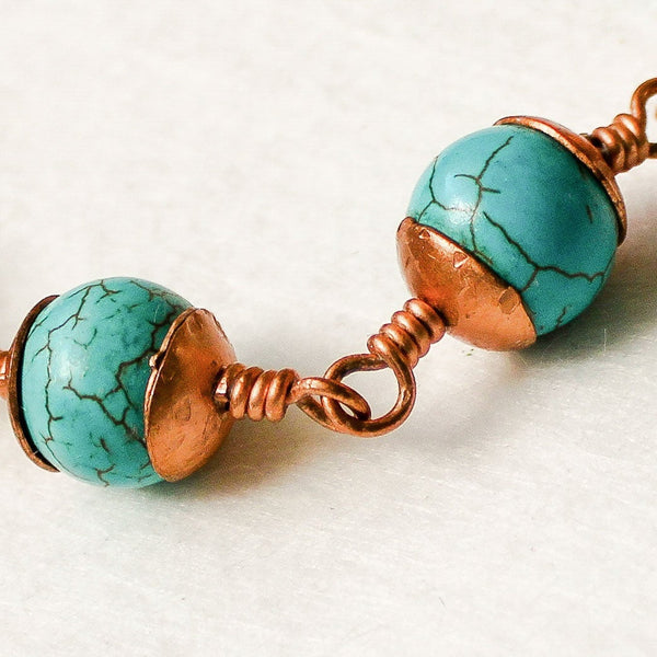 Turquoise Copper Bracelet - Adjustable, Personalized