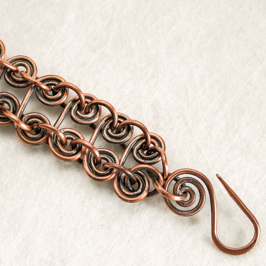 Copper Bracelet. Wire Jewelry. Copper Wire Wrapped Bracelet. Unisex Copper  Coil Linked Bracelet. 