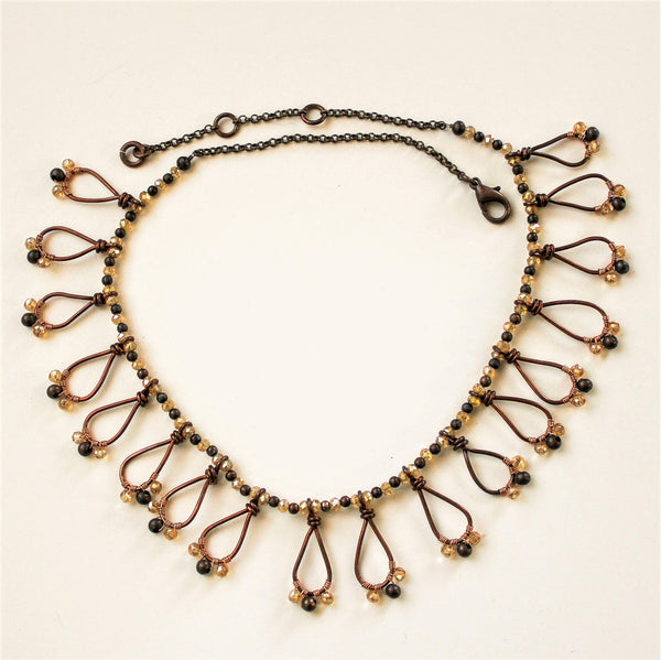 Crystal Bib Copper Necklace - Adjustable