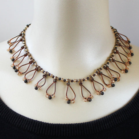 Crystal Bib Copper Necklace - Adjustable