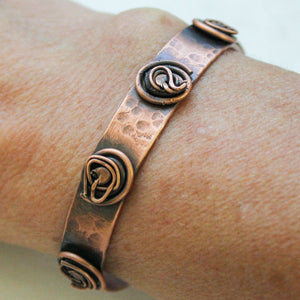 Copper Flower Cuff Bracelet  - Adjustable