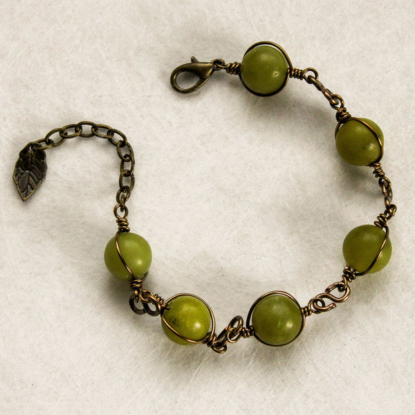Lemon Jade Beaded Bracelet - Adjustable