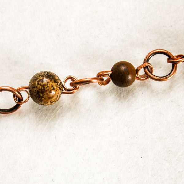 Long Jasper Copper Chain Necklace