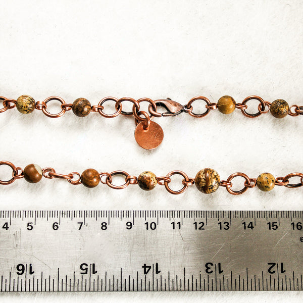 Picture Jasper Copper Chain Necklace - Adjustable