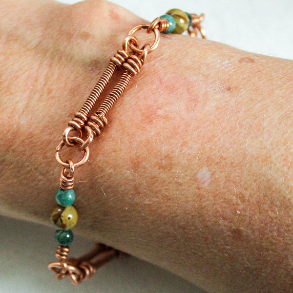 Moss Agate Copper Bracelet - Gift for Her