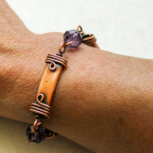 Purple Crystal Copper Bracelet