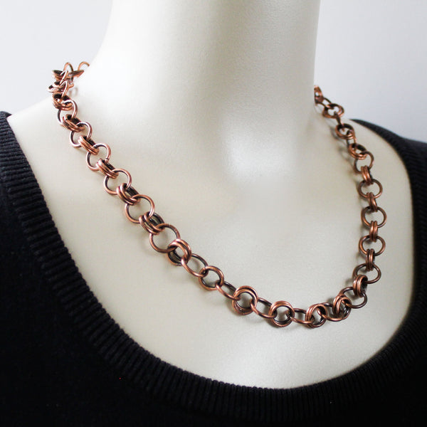 Chain Maille Copper Necklace  - Adjustable (UNISEX)