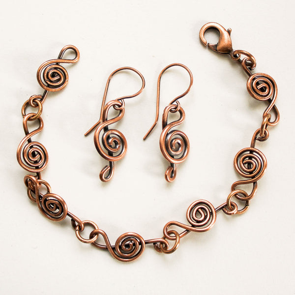 Treble Clef Copper Earrings & Bracelet