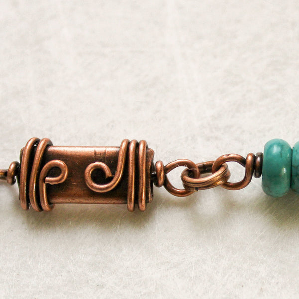 Turquoise Copper Bracelet - Adjustable