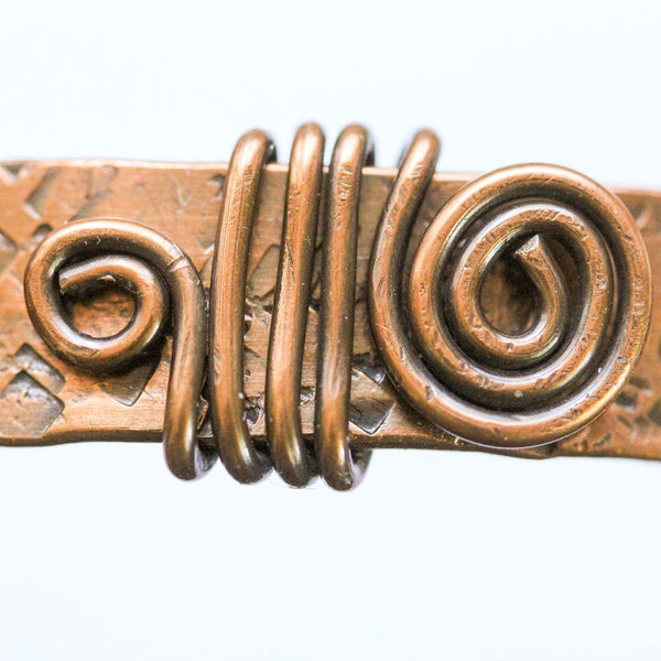Unisex Copper Spiral Cuff Bracelet - Adjustable