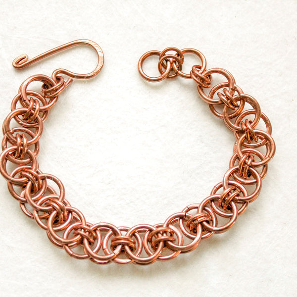 Copper Unisex Chain Maille Bracelet - Adjustable